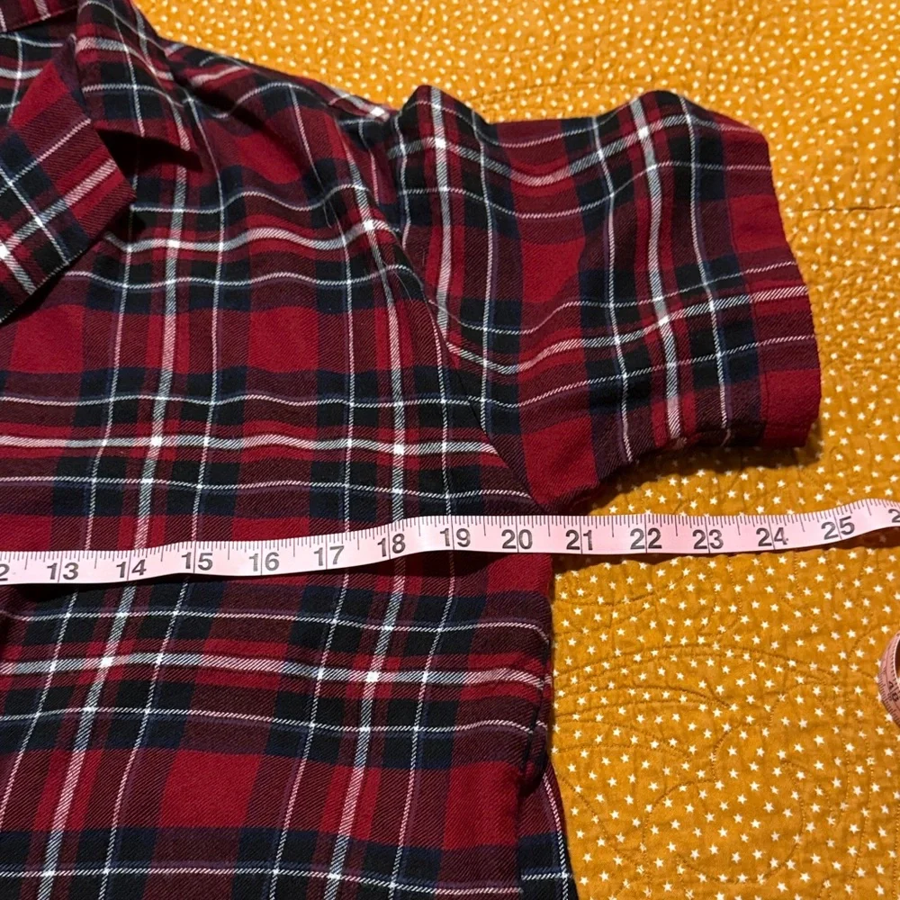 Garage Red Black Plaid Button-Down Crop Shirt